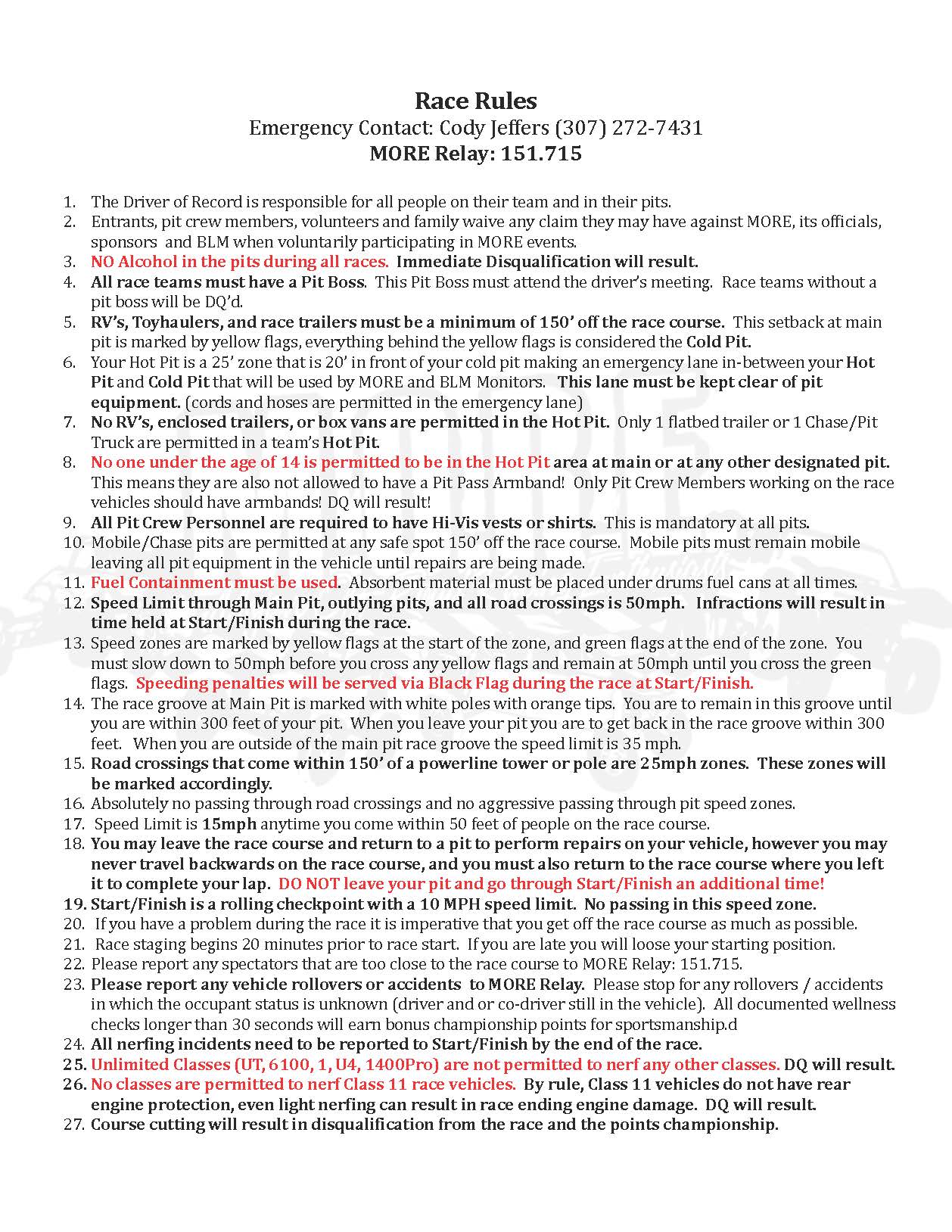 Race Rules 2024 Latest